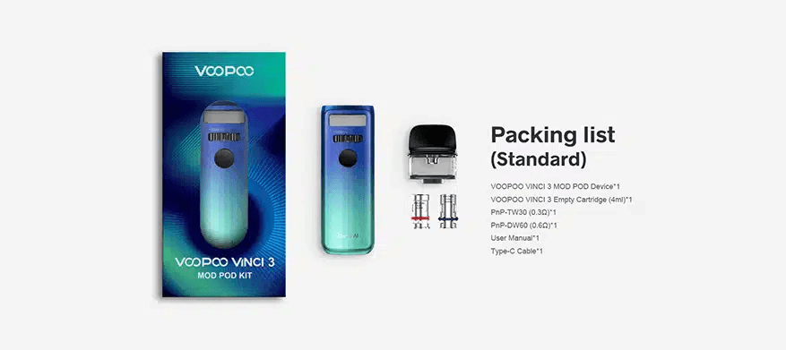 VOOPOO VINCI 3 Packing List VOOPOO VINCI 3 Packing List